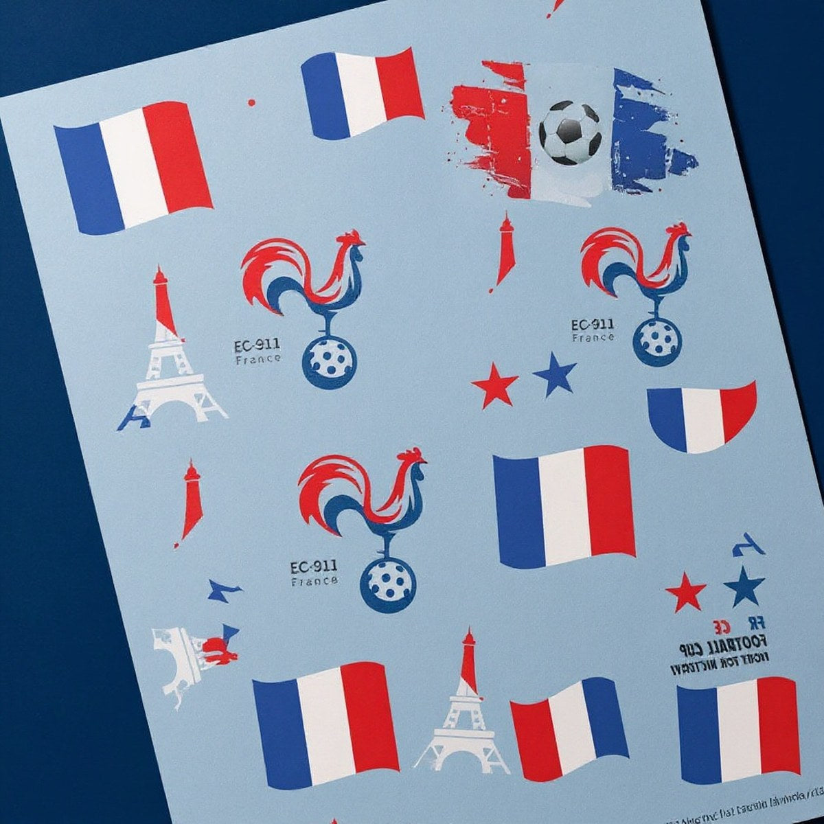 Tatouages temporaires drapeau France 5 planches supporter waterproof — vue 3