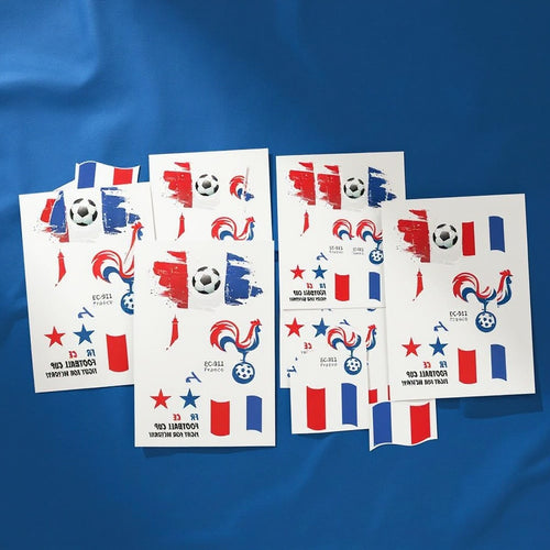 Tatouages temporaires drapeau France 5 planches supporter waterproof — vue 2