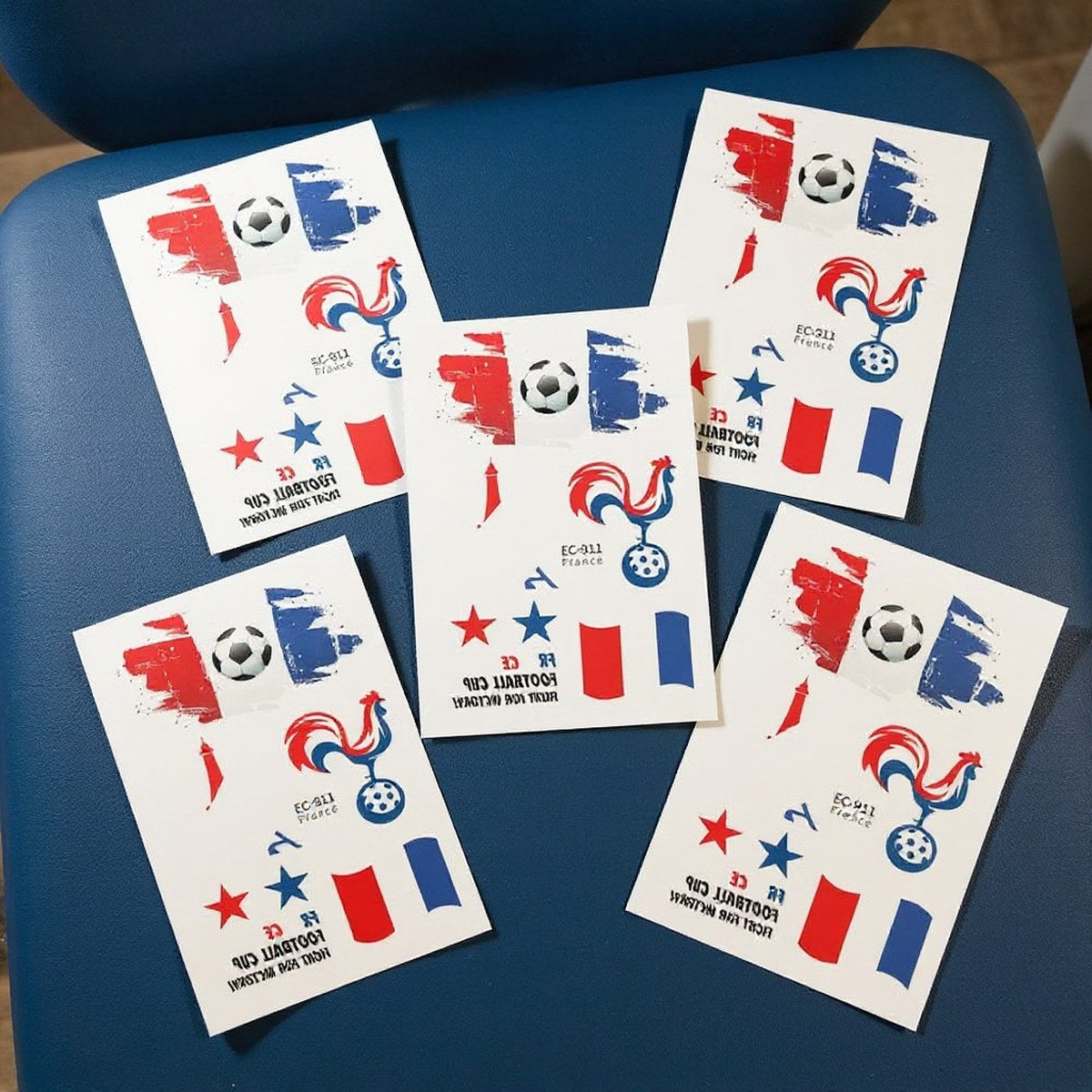Tatouages temporaires drapeau France 5 planches supporter waterproof